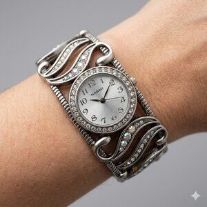 Elegant Pewter/AB Crystal Women's Watch